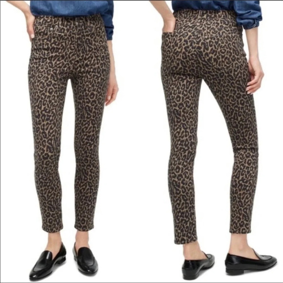 J. Crew 10" High Rise Toothpick Jeans Leopard Print Size 25 - Picture 1 of 10